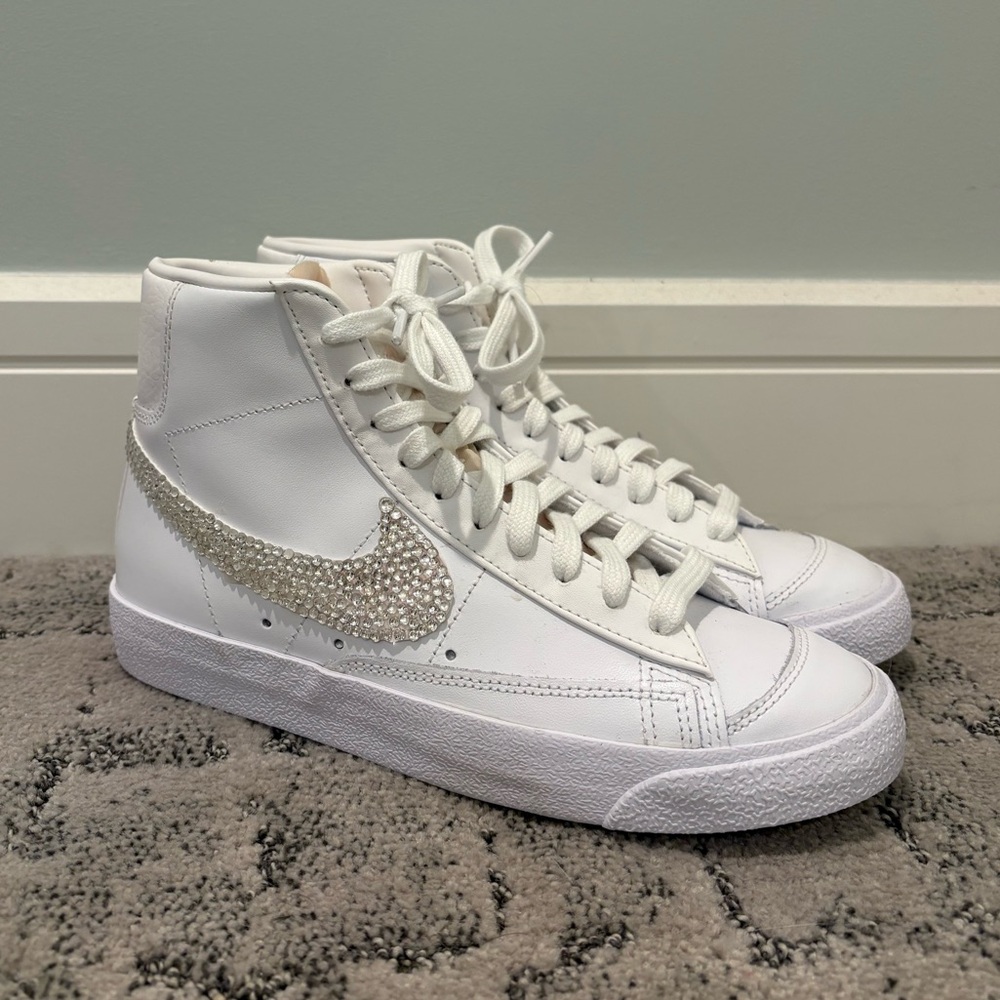 Nike White and Silver High-Top Sneakers